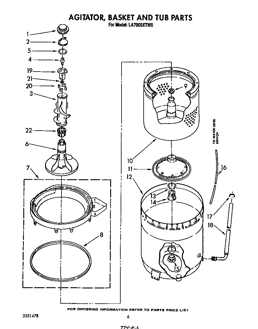Agitator, basket and tub