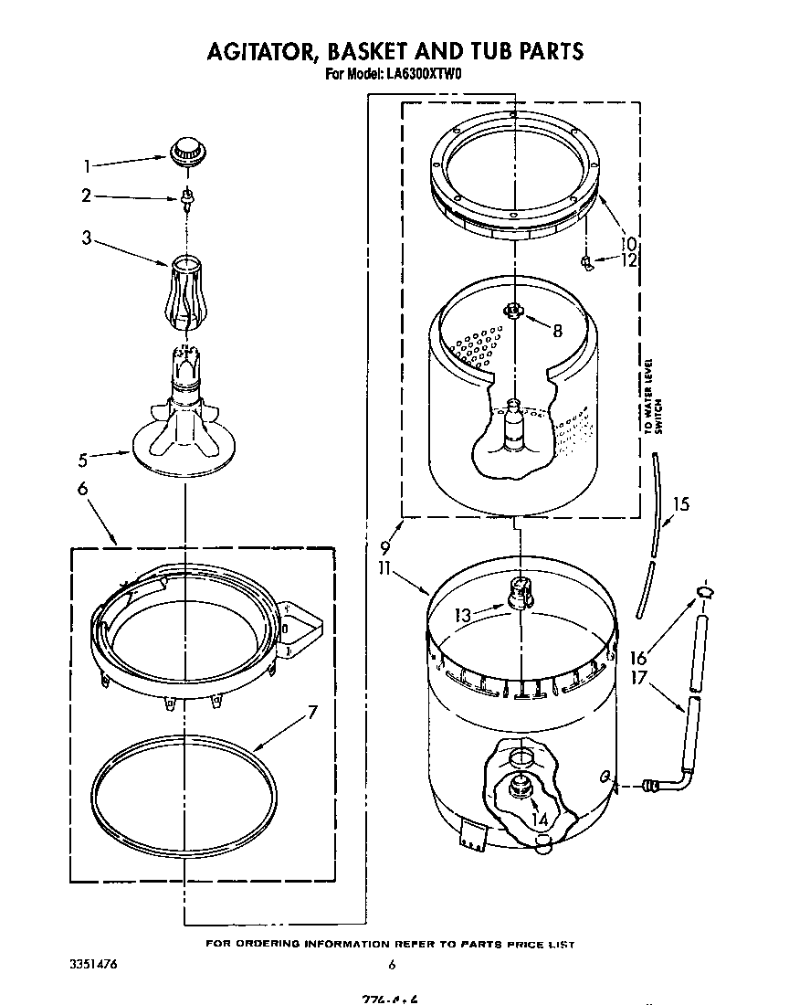 AGITATOR, BASKET AND TUB