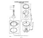 Whirlpool LA6300XTW0 agitator, basket and tub diagram