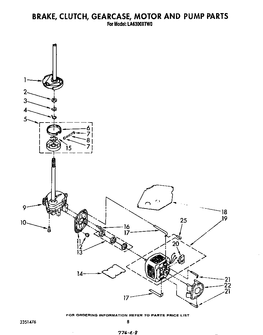 Brake, clutch, gearcase, motor and pump