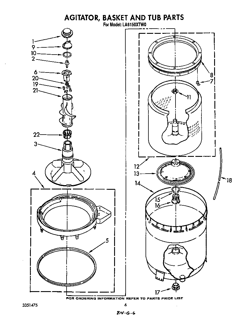 Agitator, basket and tub