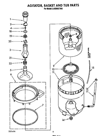 Agitator, basket and tub