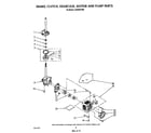 Whirlpool LA6058XTW0 brake, clutch, gearcase, motor and pump diagram