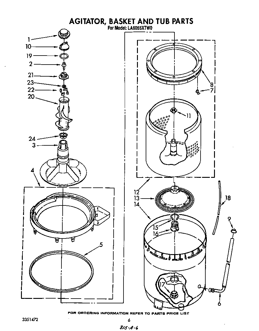 AGITATOR, BASKET AND TUB