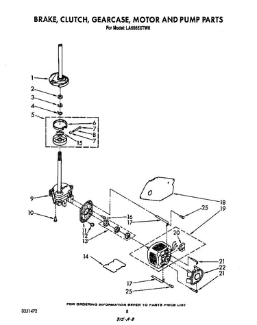 Brake, clutch, gearcase, motor and pump