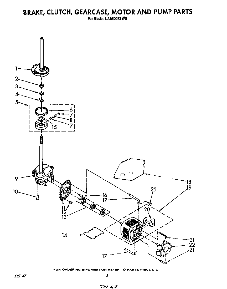 Brake, clutch, gearcase, motor and pump
