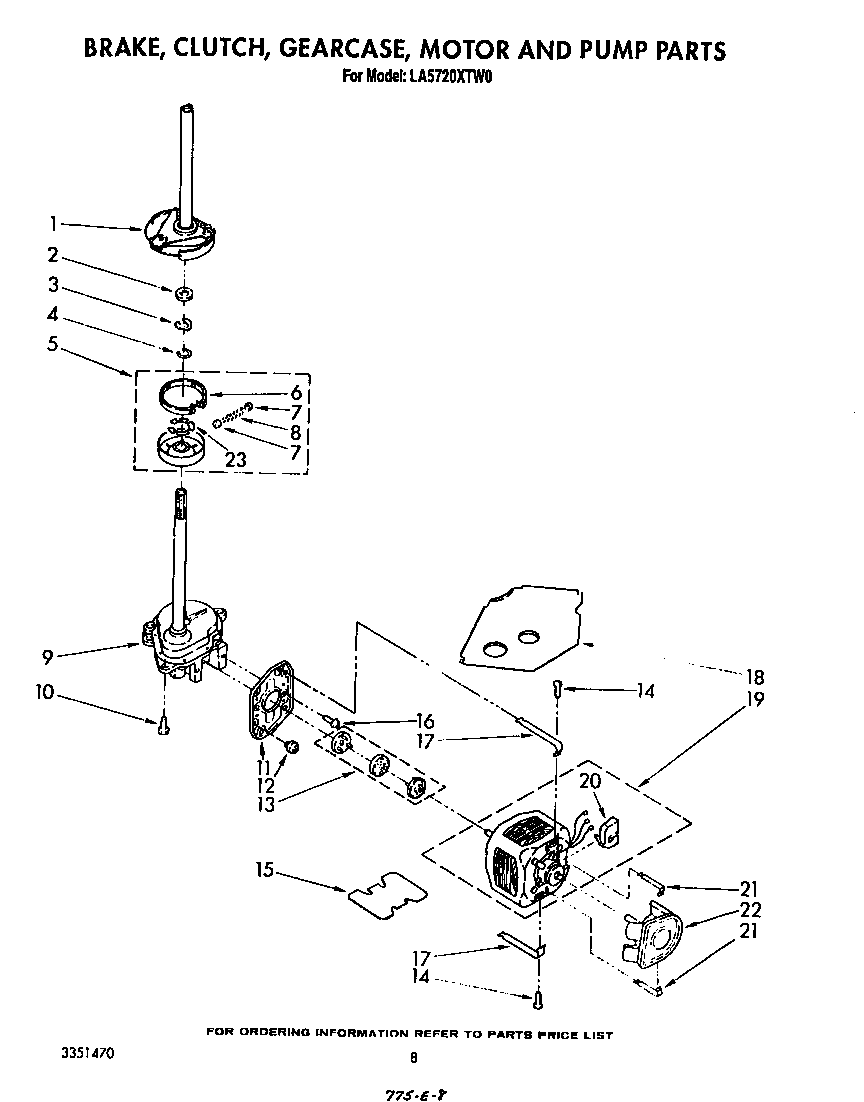 Brake, clutch, gearcase, motor and pump