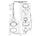 Whirlpool LA5700XTW0 agitator, basket and tub diagram