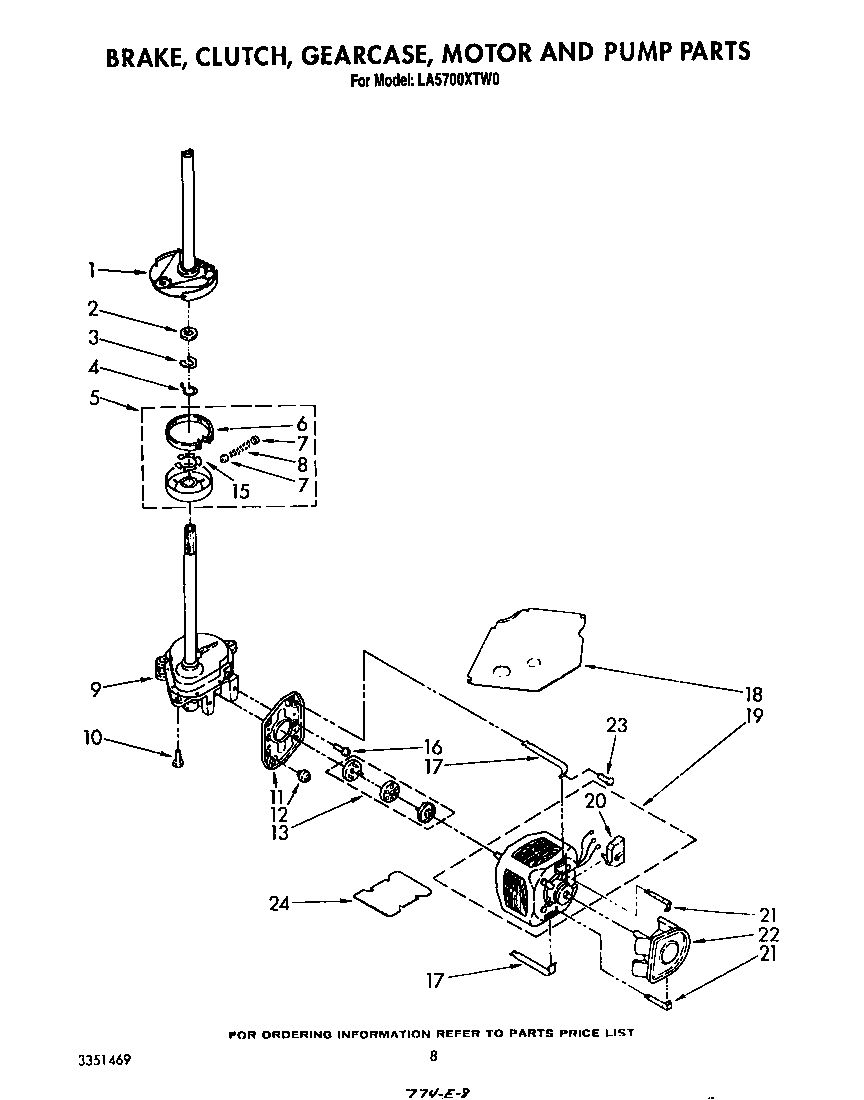 Brake, clutch, gearcase, motor and pump
