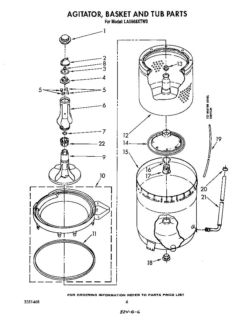 AGITATOR, BASKET AND TUB