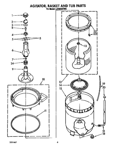 Agitator, basket and tub