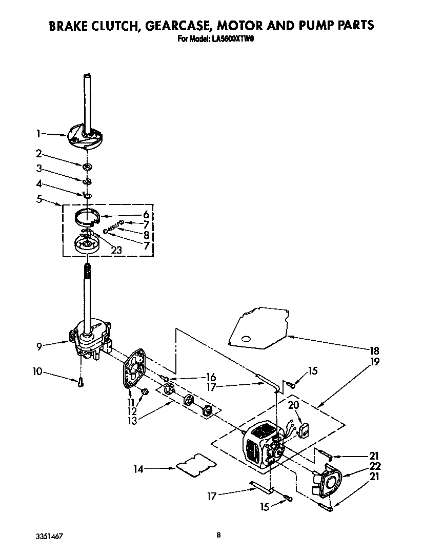 Brake, clutch, gearcase, motor and pump