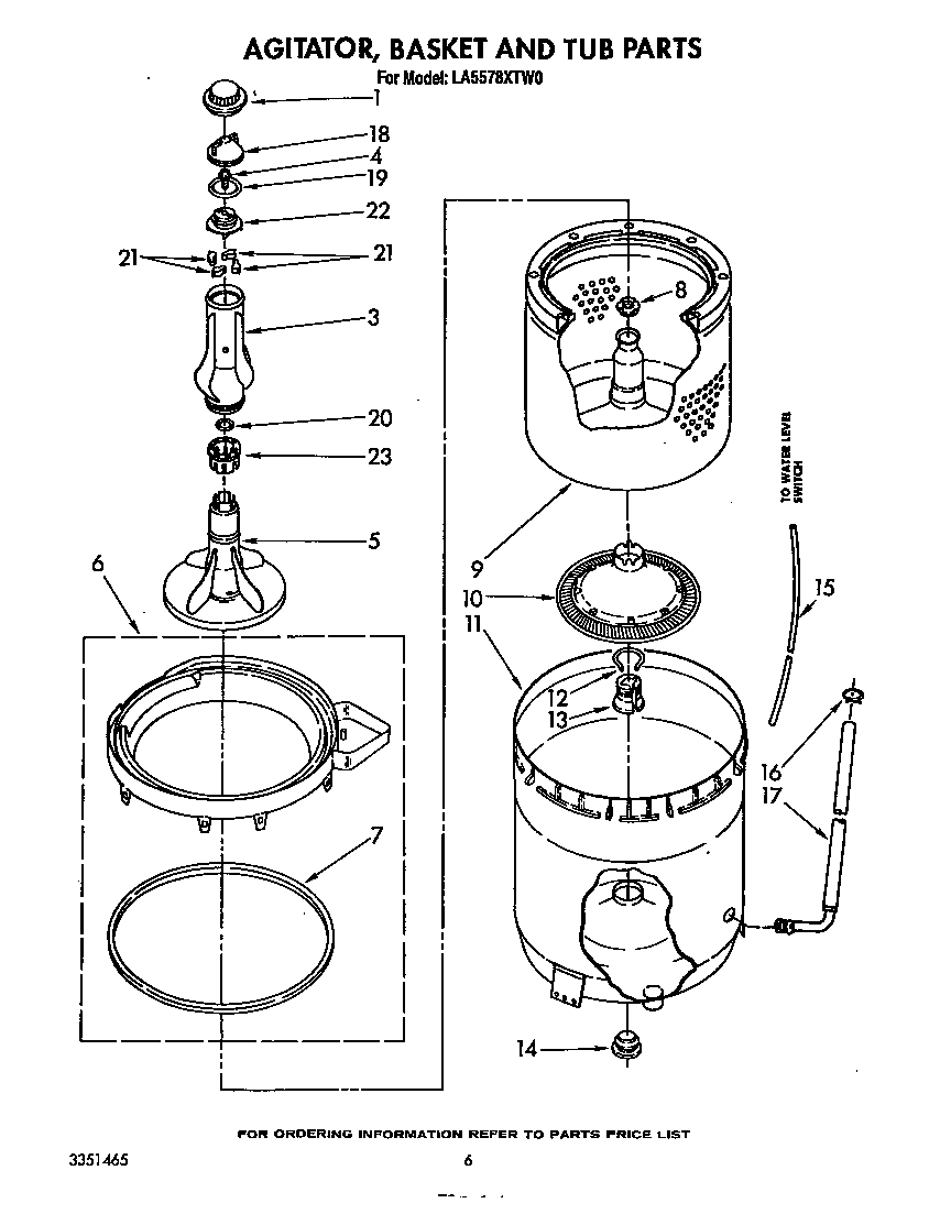 AGITATOR, BASKET AND TUB