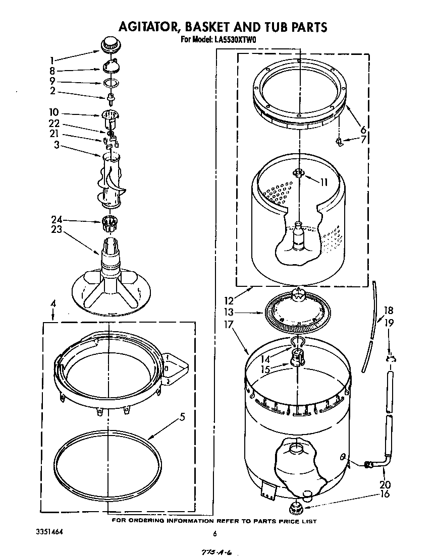 AGITATOR, BASKET AND TUB