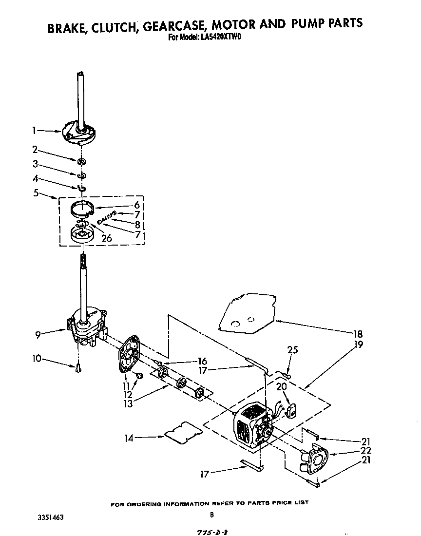 Brake, clutch, gearcase, motor and pump
