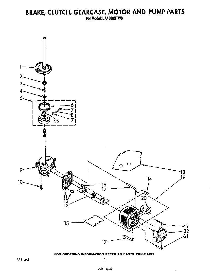 BRAKE, CLUTCH, GEARCASE, MOTOR AND PUMP