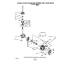 Whirlpool LA3400XTW0 brake, clutch, gearcase,motor, and pump diagram