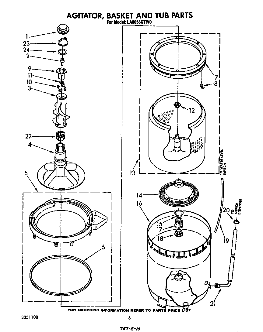 Agitator, basket and tub