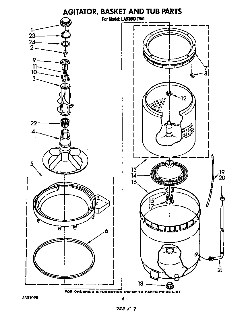 AGITATOR, BASKET AND TUB