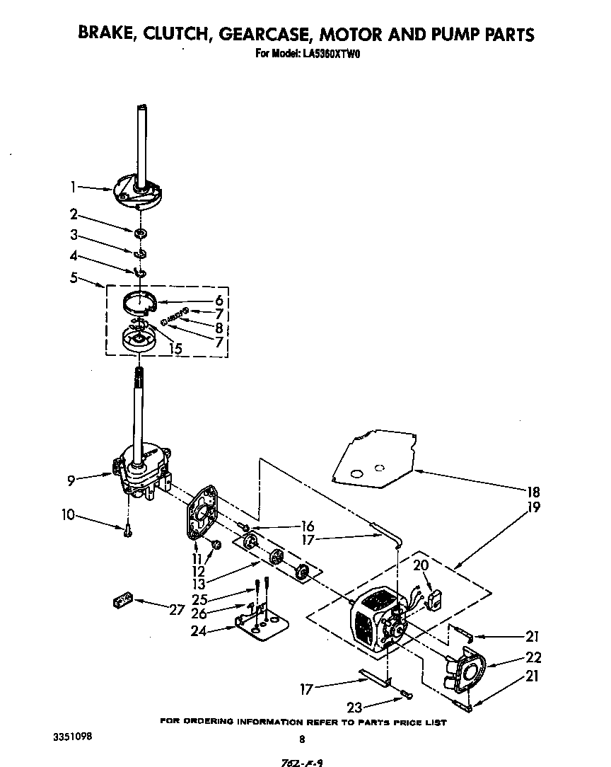 BRAKE, CLUTCH, GEARCASE, MOTOR AND PUMP