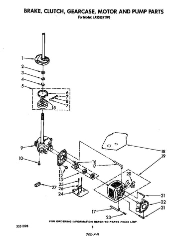Brake, clutch, gearcase, motor and pump