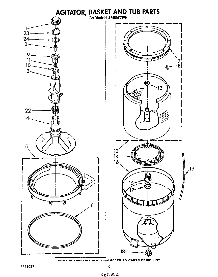 AGITATOR, BASKET AND TUB