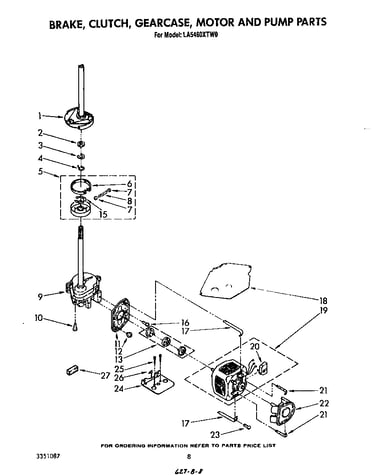Brake, clutch, gearcase, motor, and pump