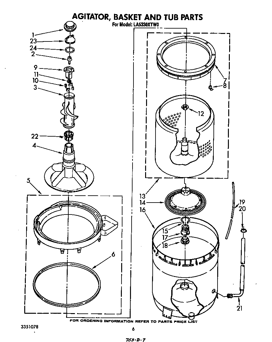 Agitator, basket and tub