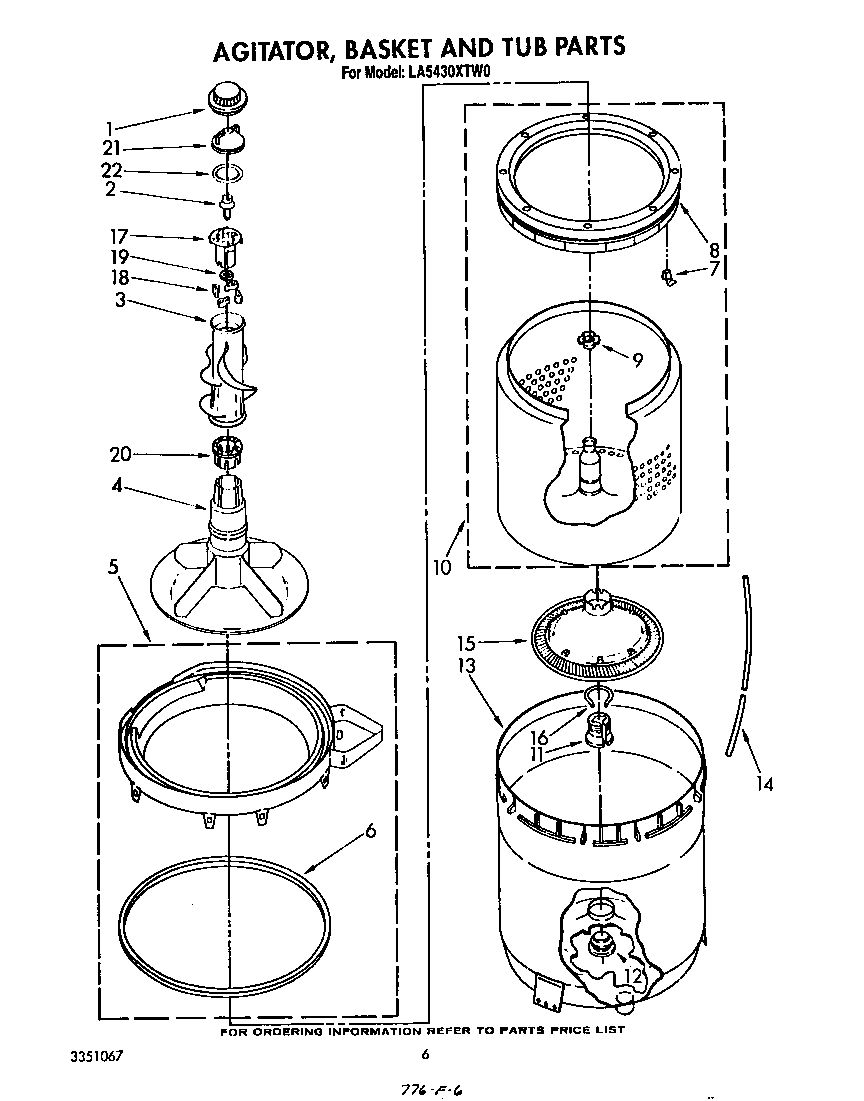 Agitator, basket and tub