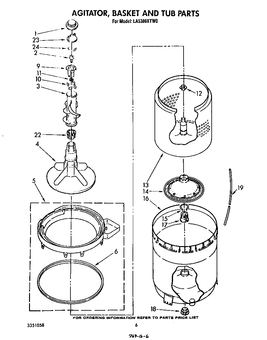 Agitator, basket and tub