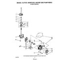 Whirlpool LA5380XTW0 brake, clutch, gearcase, motor and pump diagram