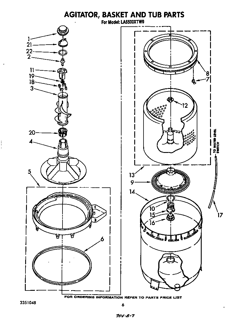 AGITATOR, BASKET AND TUB