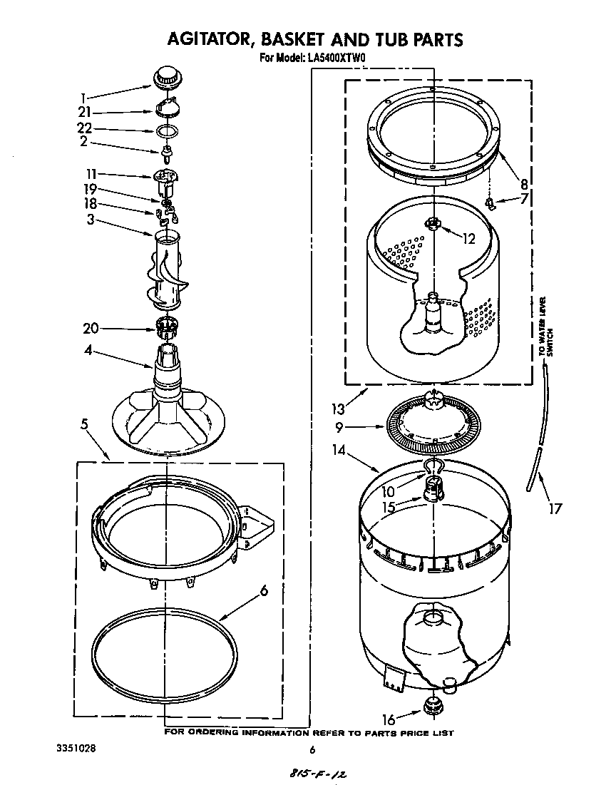 Agitator, basket and tub
