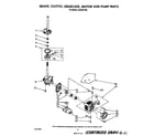 Whirlpool LA5400XTW0 brake, clutch, gearcase, motor and pump diagram
