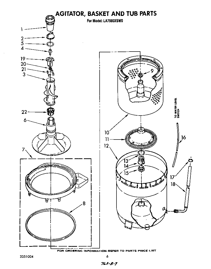 AGITATOR, BASKET AND TUB