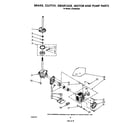 Whirlpool LA5558XSW0 brake, clutch, gearcase, motor and pump diagram