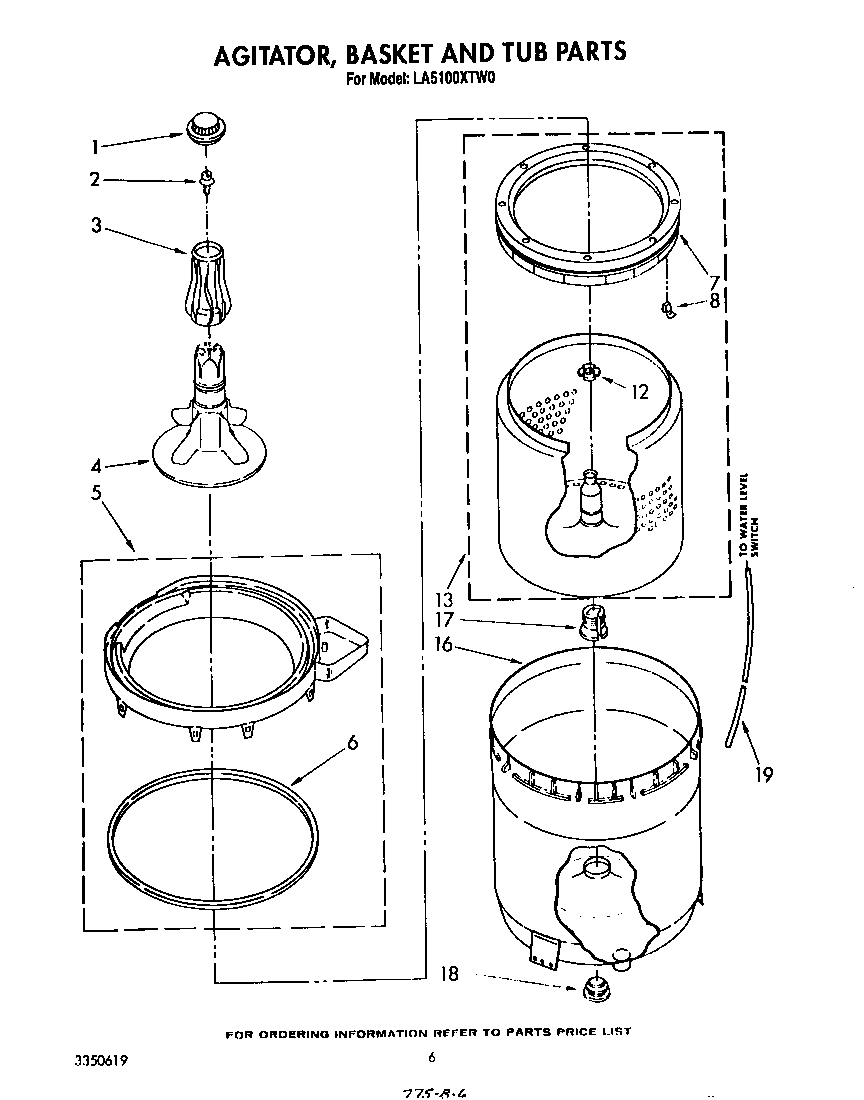 AGITATOR, BASKET AND TUB