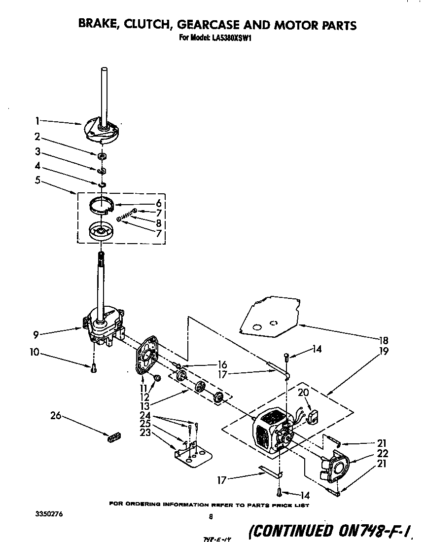 Brake, clutch, gearcase and motor
