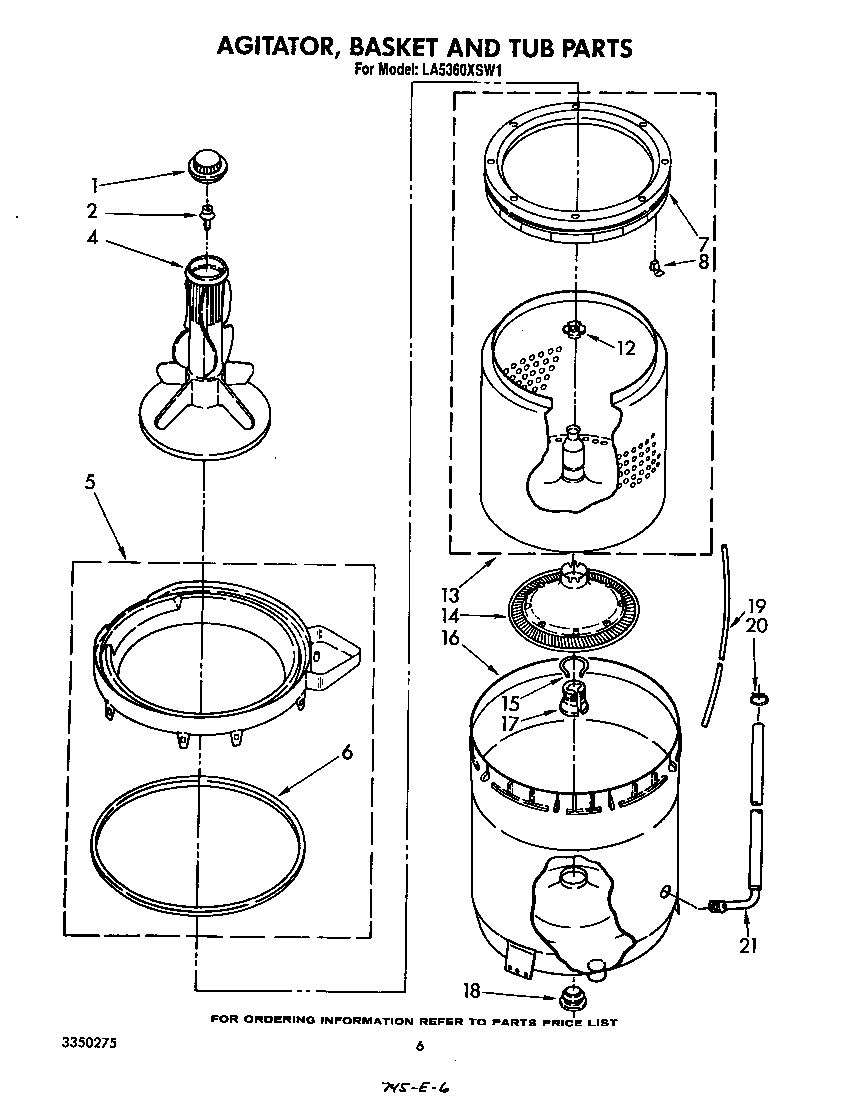 AGITATOR, BASKET AND TUB