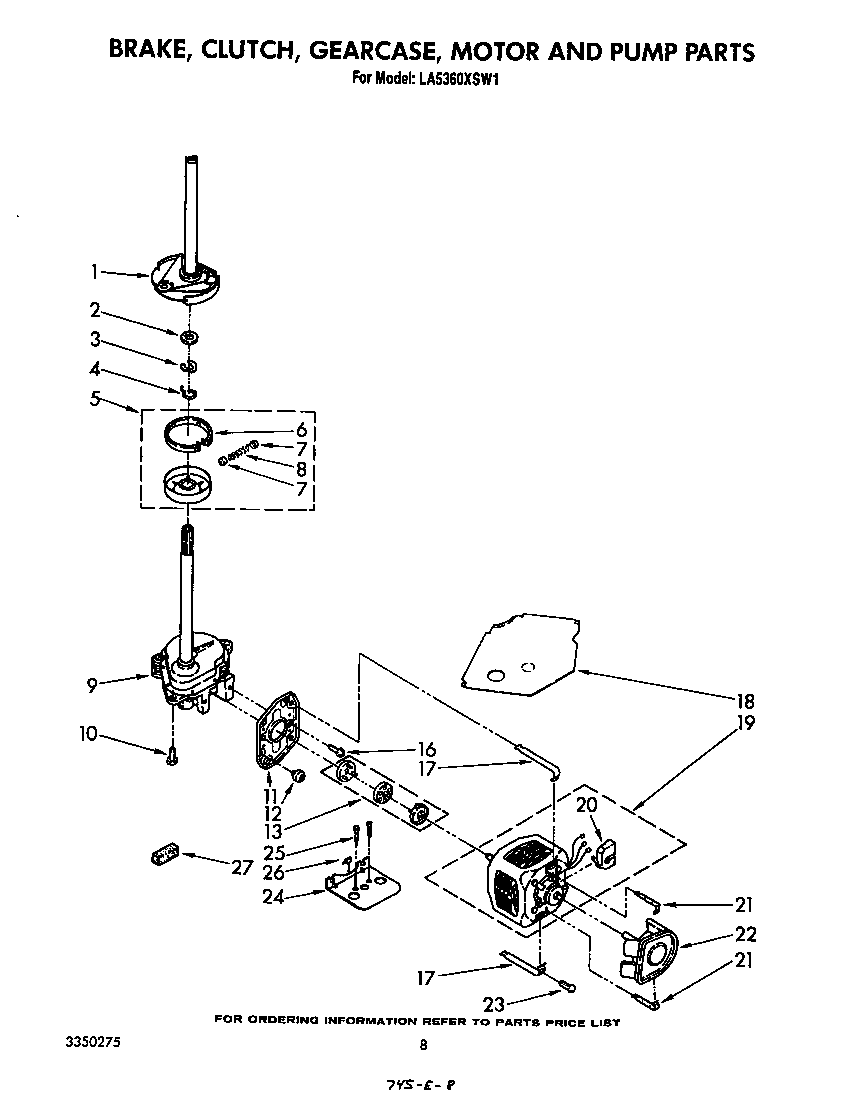 BRAKE, CLUTCH, GEARCASE, MOTOR AND PUMP