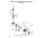 Whirlpool LA5360XSW1 brake, clutch, gearcase, motor and pump diagram