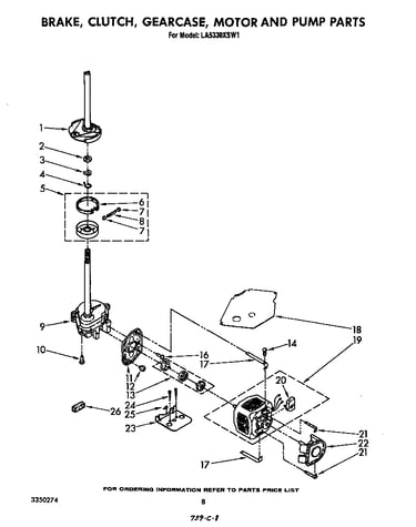 Brake, clutch, gearcase, motor and pump