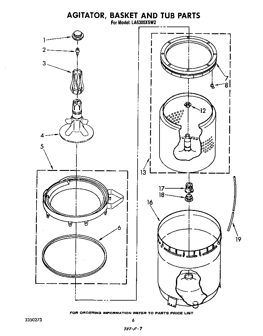 AGITATOR, BASKET AND TUB