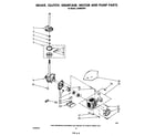 Whirlpool LA5460XSW1 brake, clutch, gearcase, motor and pump diagram