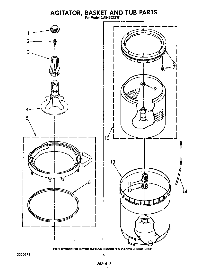 AGITATOR, BASKET AND TUB