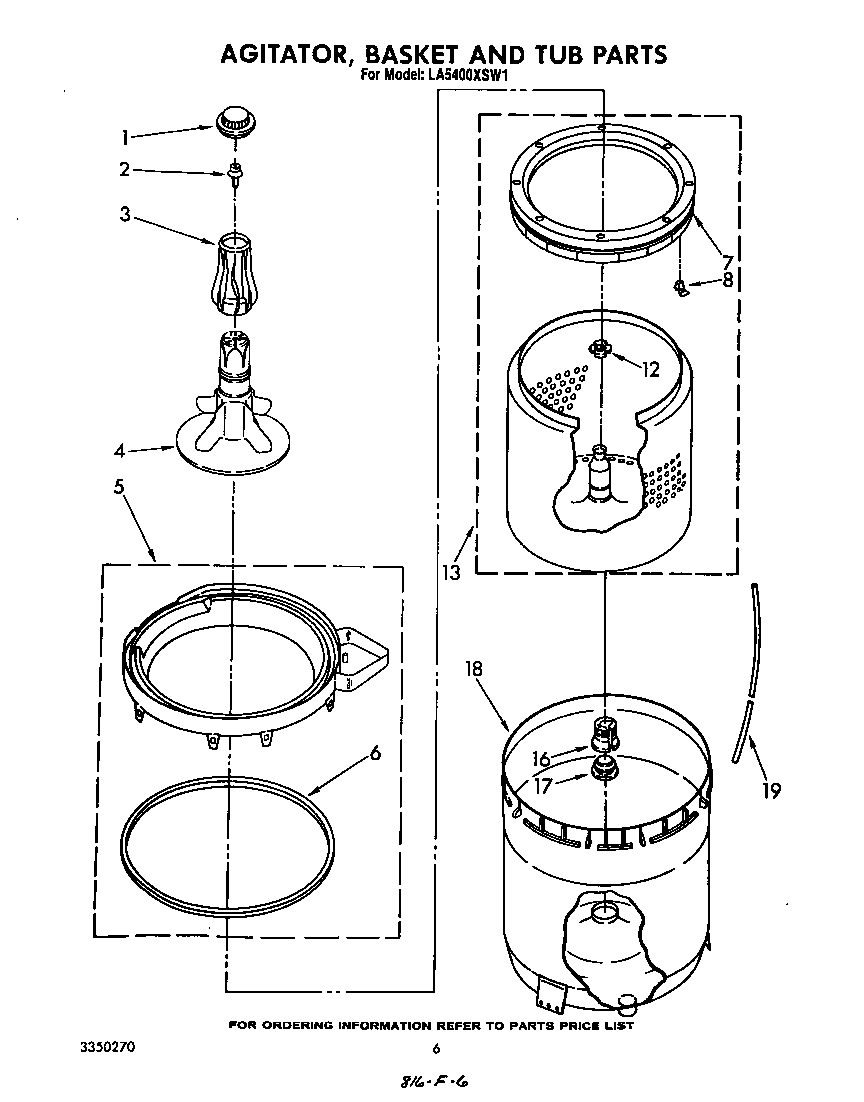 AGITATOR, BASKET AND TUB