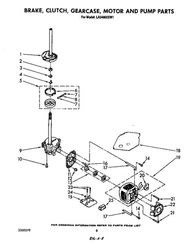 Brake, clutch, gearcase, motor and pump