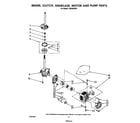 Whirlpool LA6300XSW1 brake, clutch, gearcase, motor and pump diagram