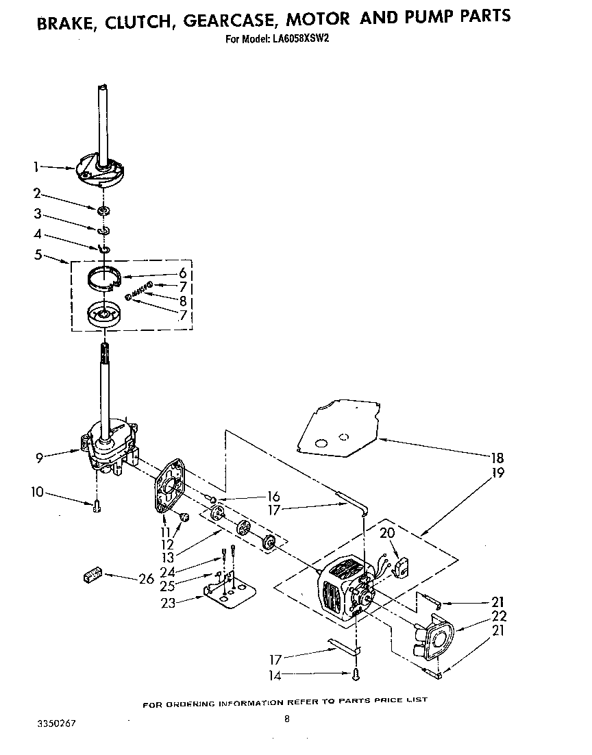 Brake, clutch, gearcase, motor and pump