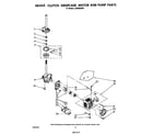 Whirlpool LA5580XSW3 brake, clutch, gearcase, motor and pump diagram